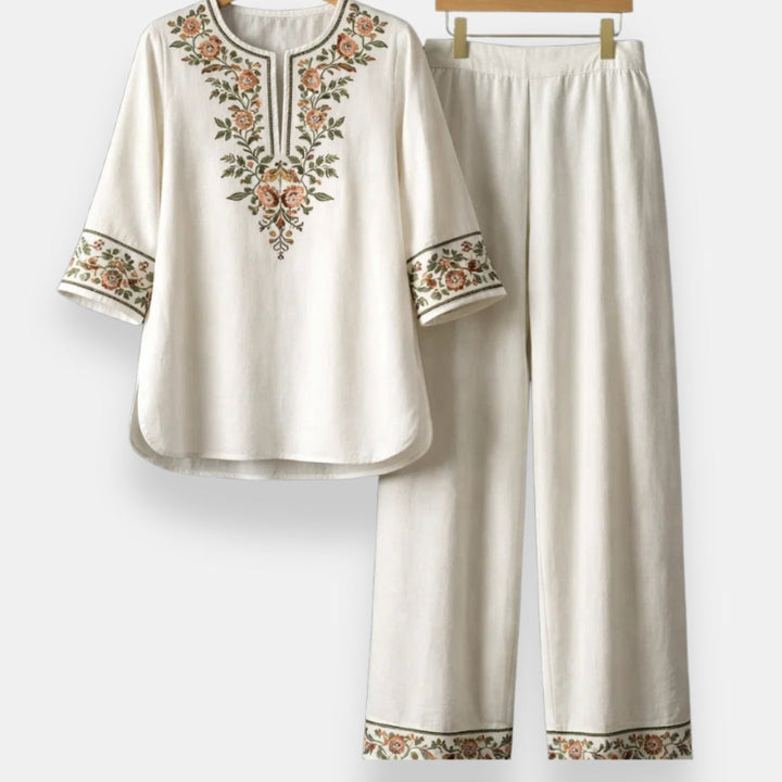 Women’s Embroidered Two-Piece Tunic and Pants Set