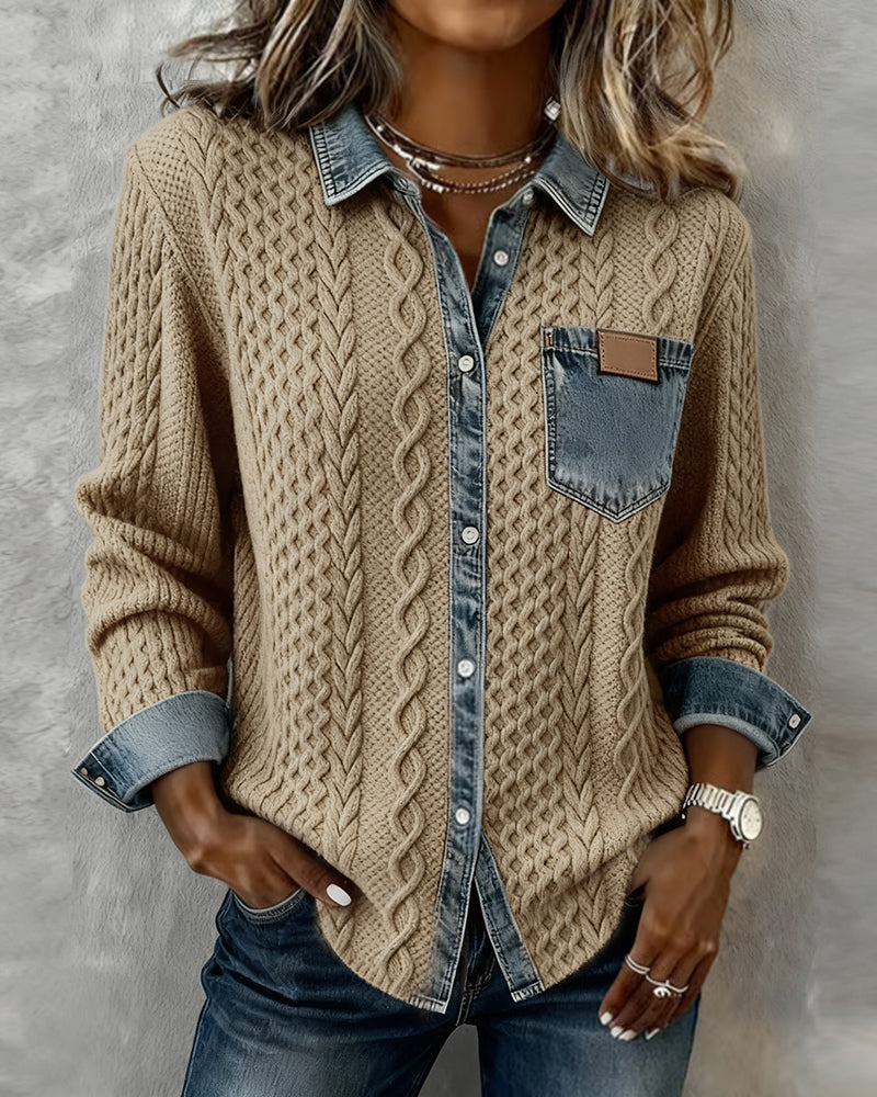 Women’s Soft Patchwork Button Up Shirt