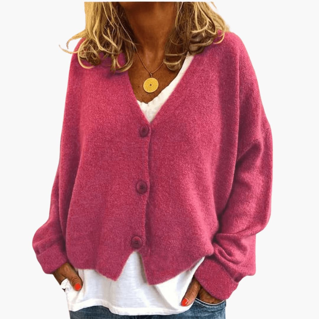 Women’s V Neck Button Front Knit Cardigan