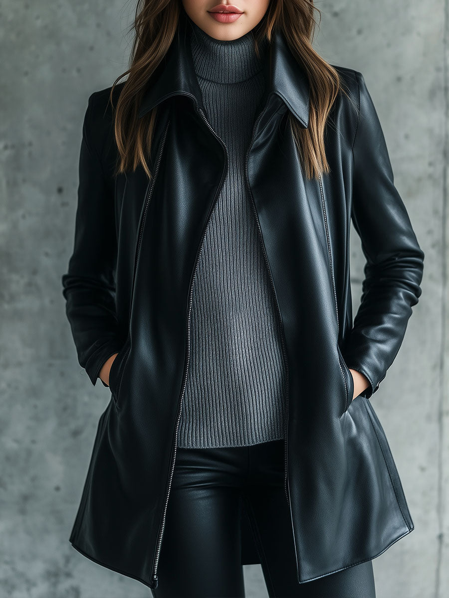 Women’s Lapel Biker Jacket