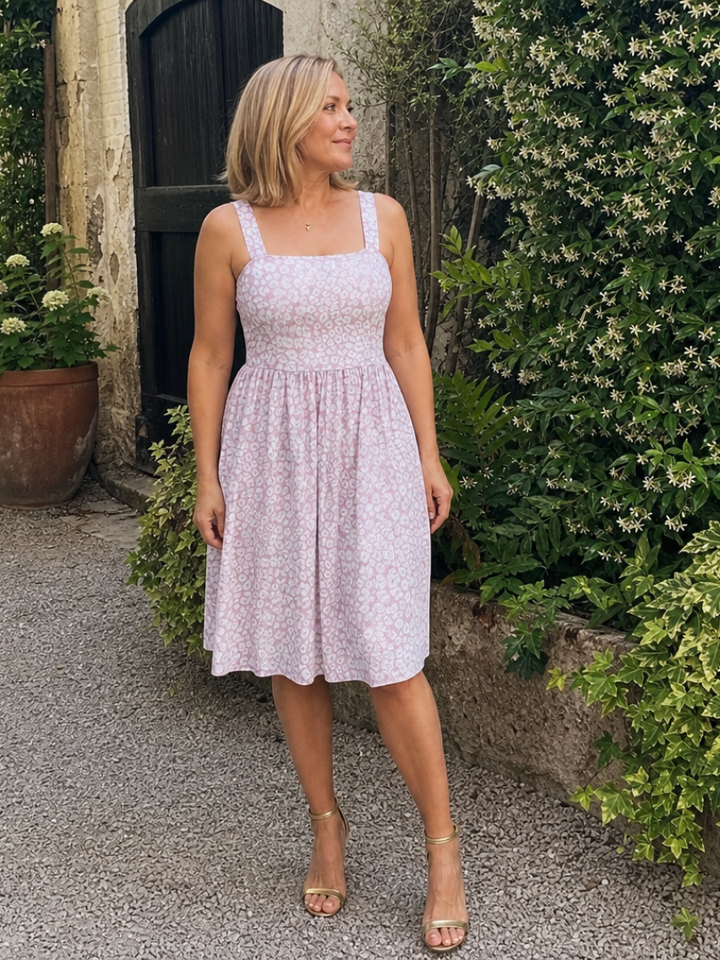 Women’s Square Neck Floral Print Knee Length Dress