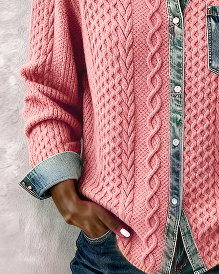 Women’s Soft Patchwork Button Up Shirt