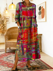 Women’s Boho Patchwork Printed Dress