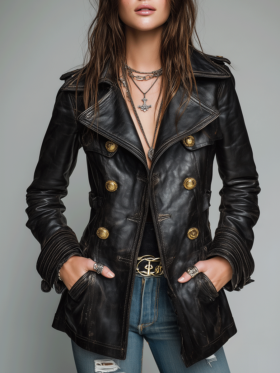 Women’s Double-Breasted Black Jacket