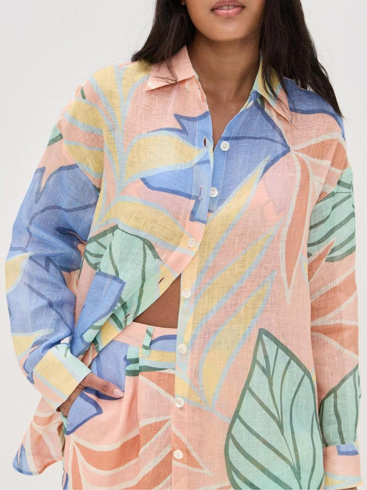 Women’s Tropical Leaf Print Two-Piece Shorts Set