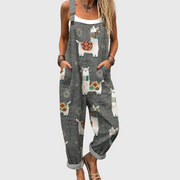 Women’s Soft Gray Llama Print Jumpsuit