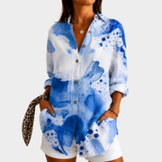 Women’s Lightweight Watercolor Print Blouse