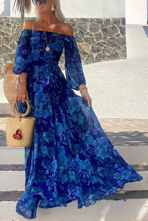 Women’s Off Shoulder Floral Print Maxi Dress