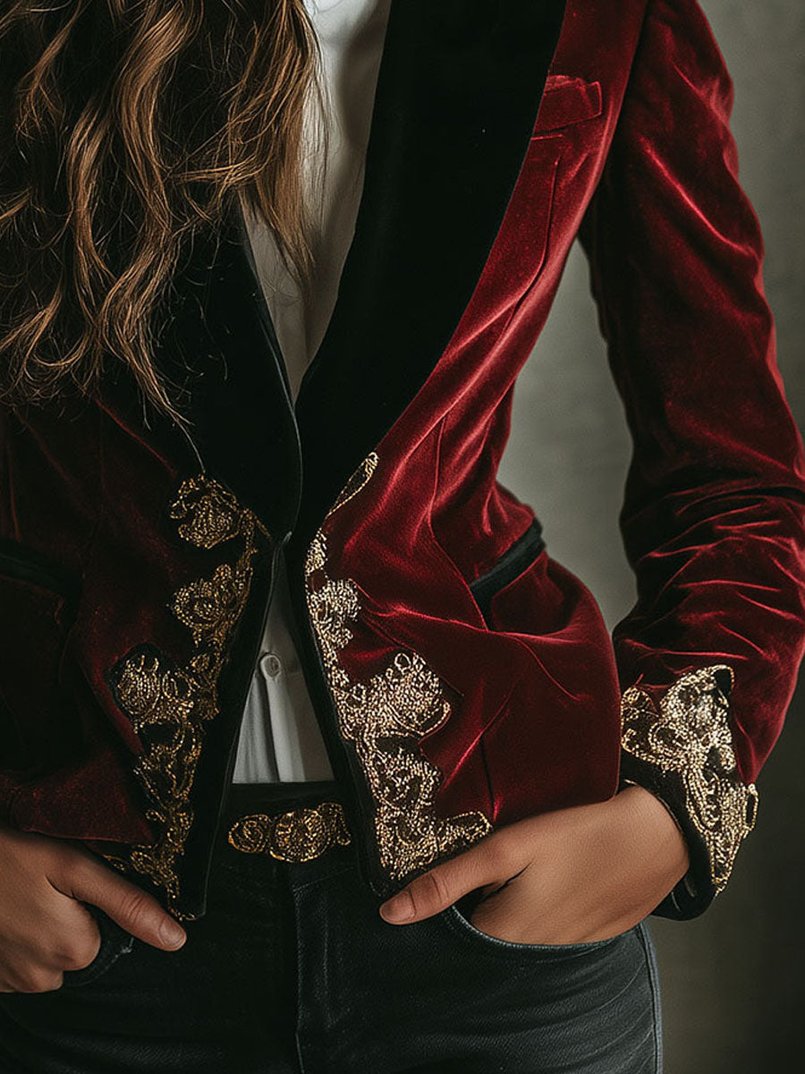 Men’s Black Gold Embroidered Blazer