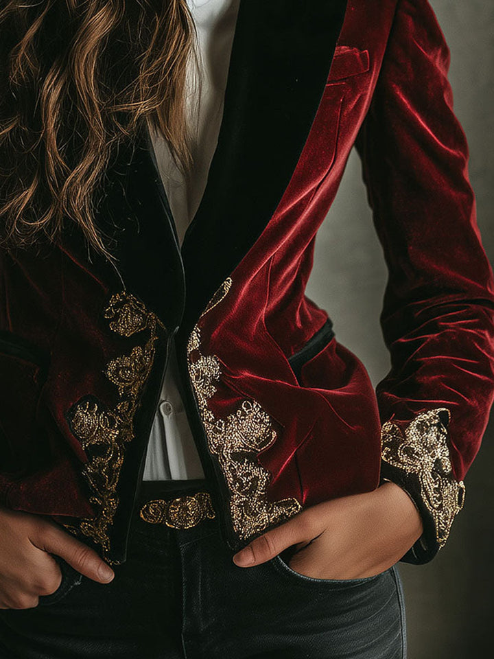 Men’s Black Gold Embroidered Blazer