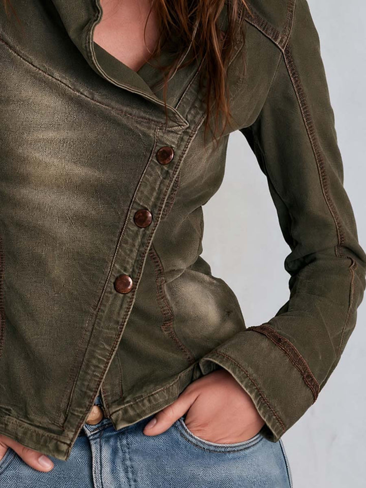 Women’s Retro Asymmetrical Button Jacket