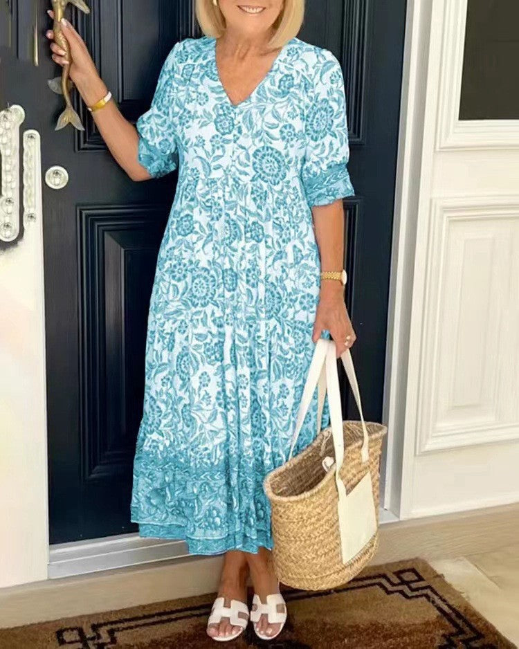 Women’s Floral Print V-Neck Dress