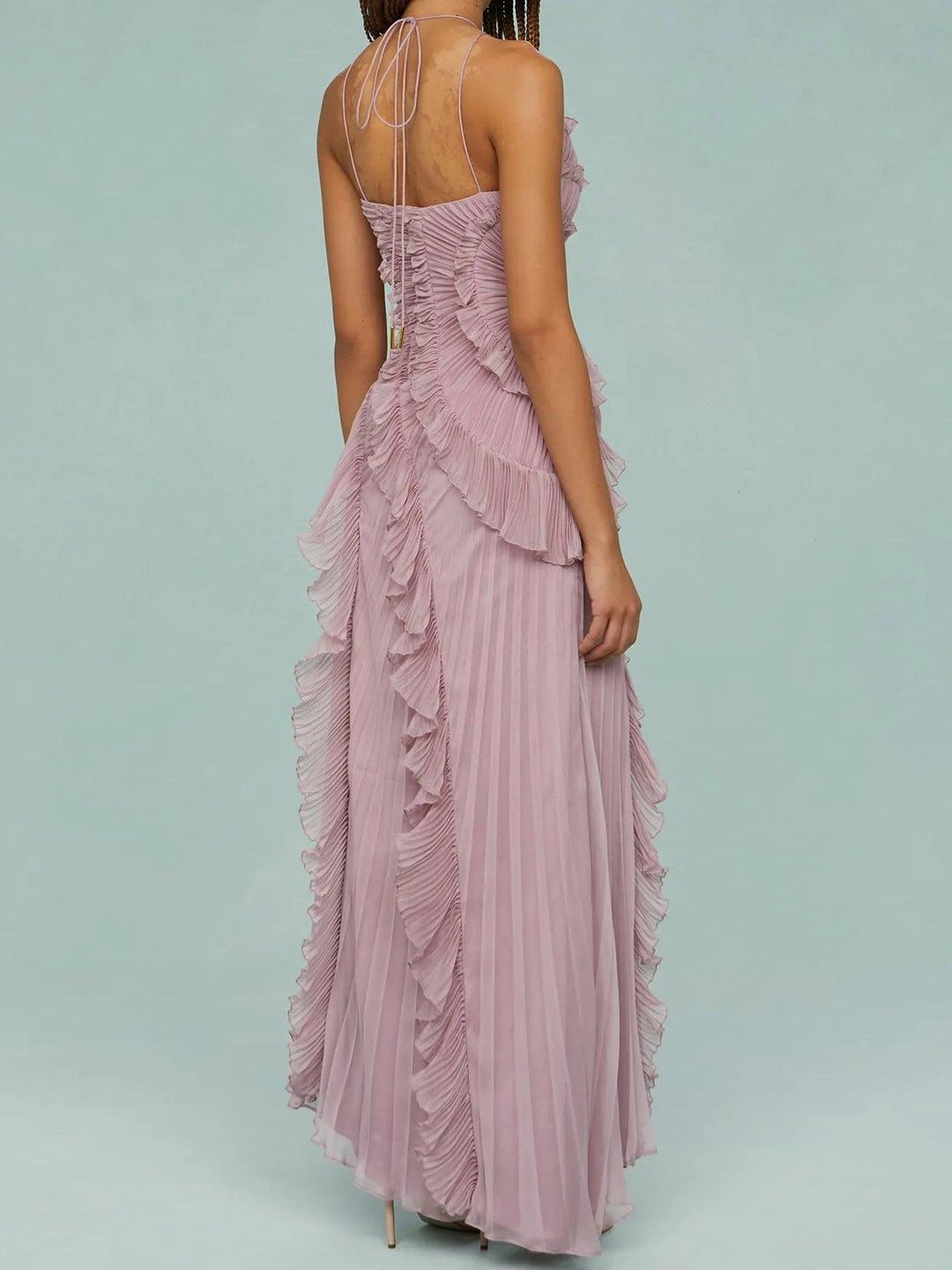 Women’s Pleated Strappy Maxi Slit Dress