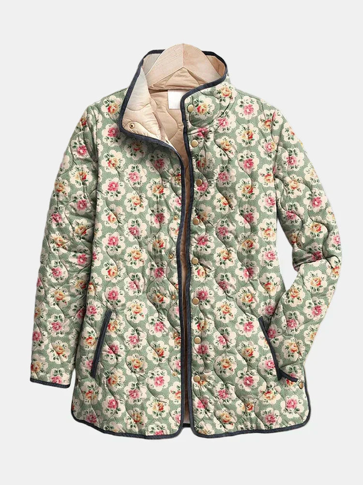 Women’s Vintage Floral Print Quilted Jacket