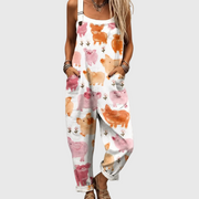 Women’s Country Piglet Print Casual Jumpsuit
