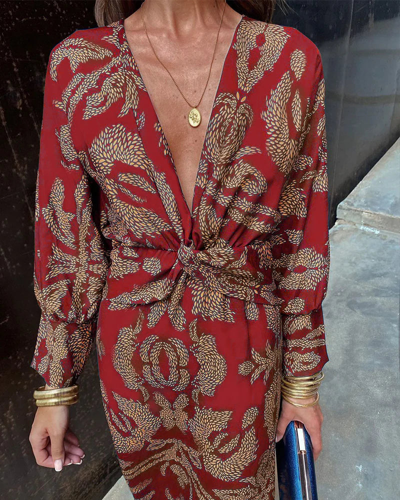 Women’s Long Sleeve Floral Print Dress