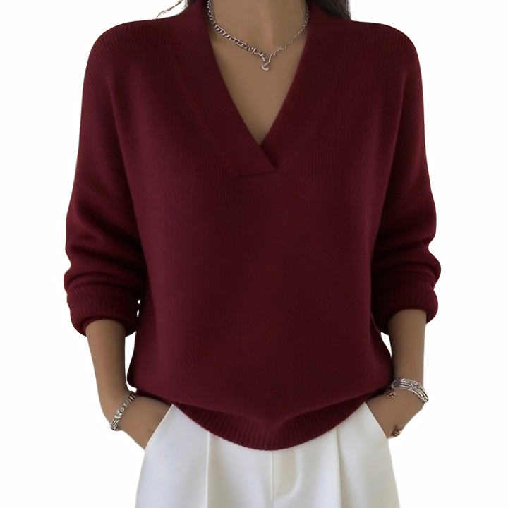 Women’s V-Neck Knit Pullover Sweater