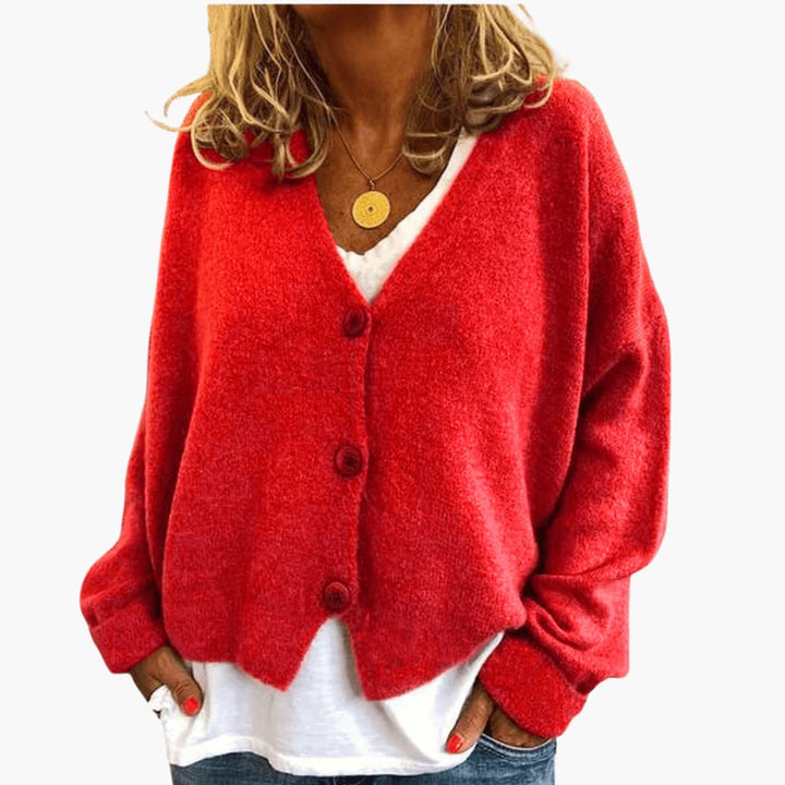 Women’s V Neck Button Front Knit Cardigan