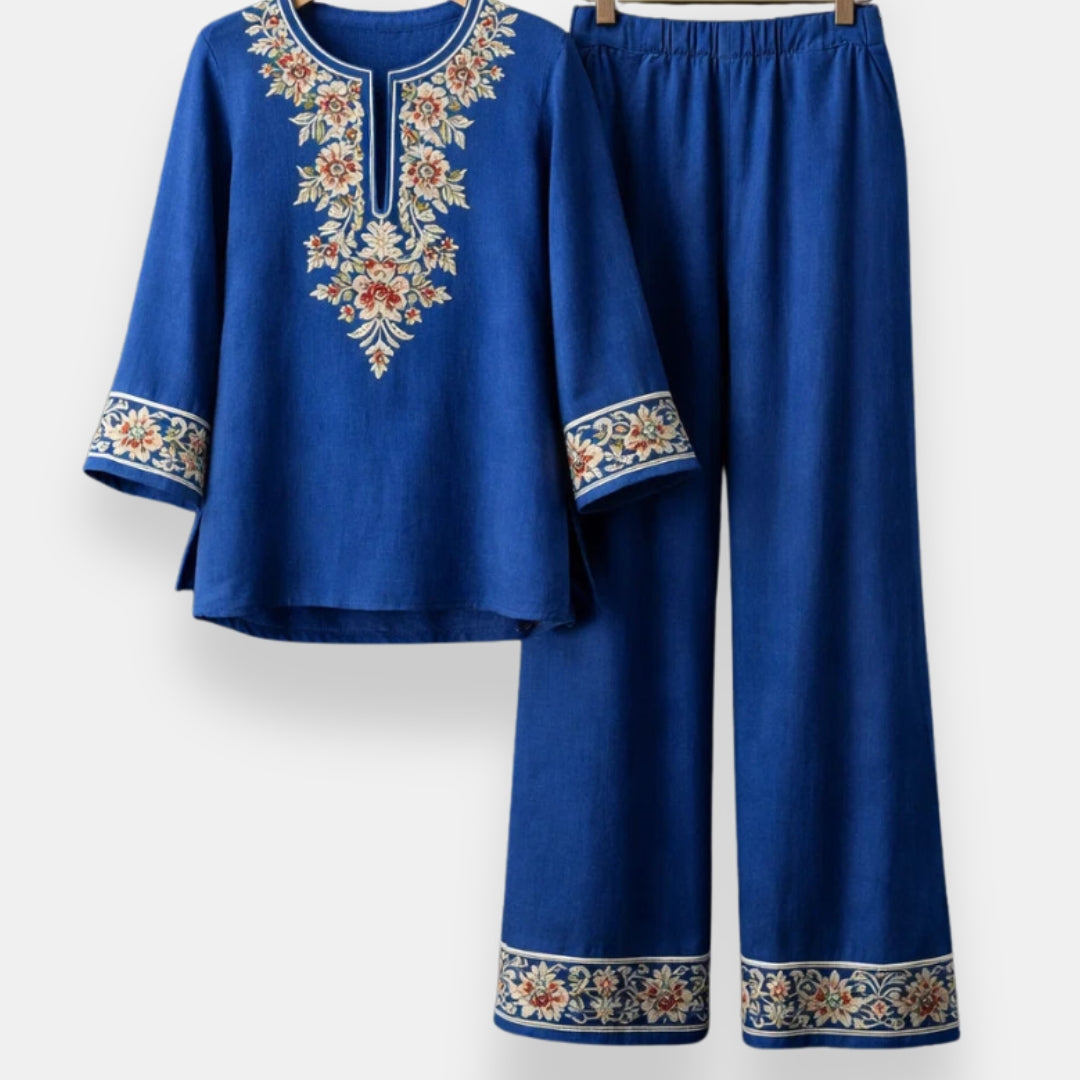 Women’s Embroidered Two-Piece Tunic and Pants Set
