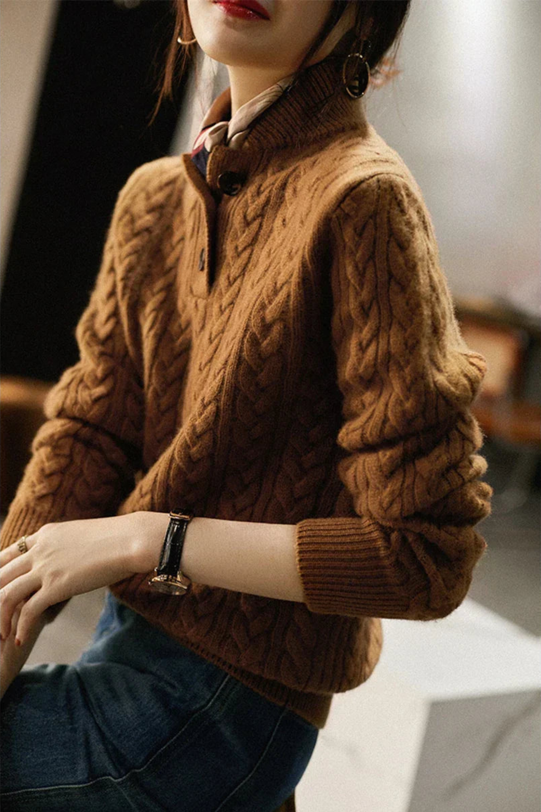 Women’s Textured Cable Knit Sweater