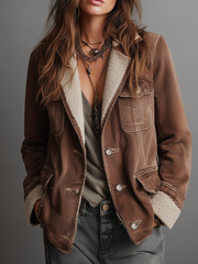 Men’s Retro Multi Pocket Sherpa Lined Coat