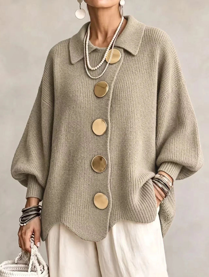 Women’s Oversized Collared Button Front Cardigan