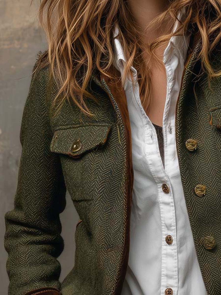 Women’s Vintage Herringbone Single Breasted Blazer