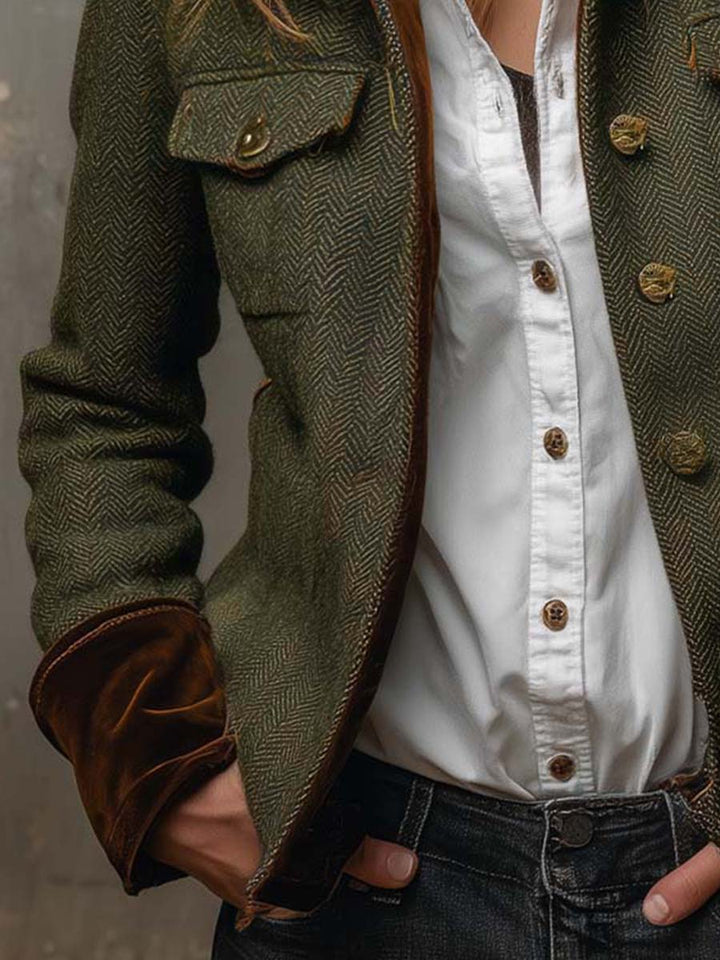 Women’s Vintage Herringbone Single Breasted Blazer