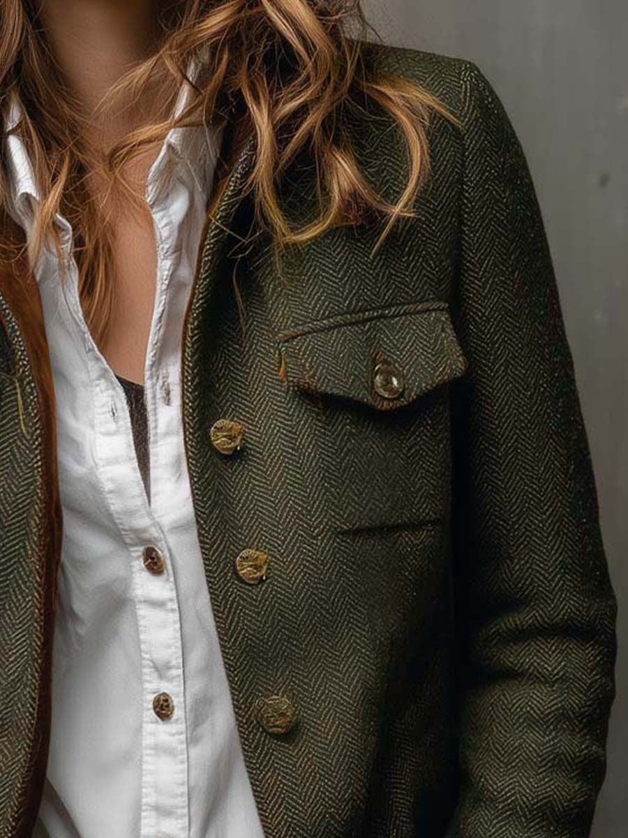 Women’s Vintage Herringbone Single Breasted Blazer