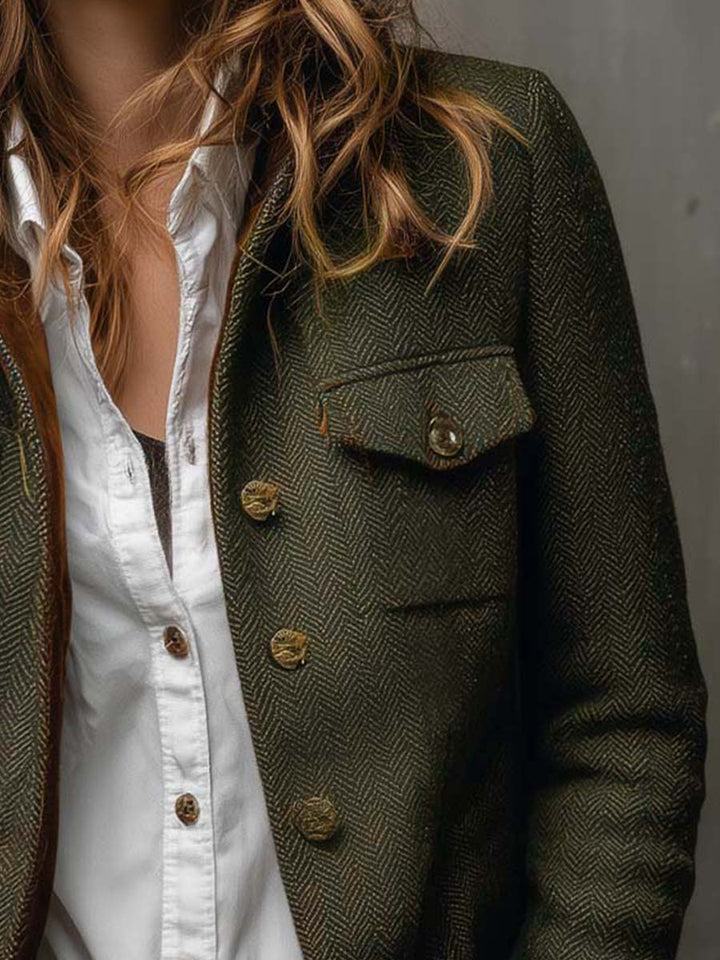 Women’s Vintage Herringbone Single Breasted Blazer