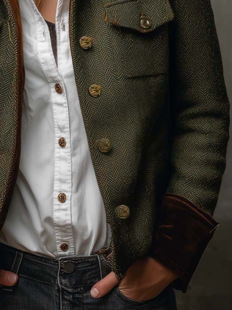 Women’s Vintage Herringbone Single Breasted Blazer