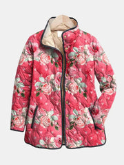Women’s Pink Floral Print Quilted Jacket