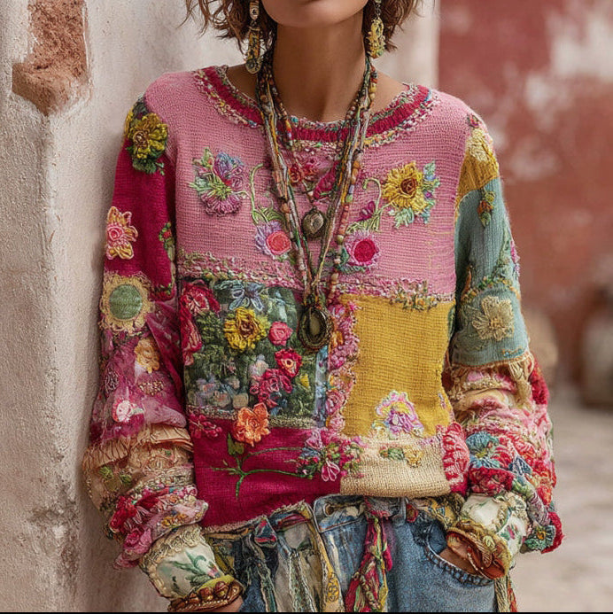 Women’s Boho Knit Pullover Sweater