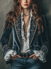 Women’s Vintage Floral Embroidered Blazer