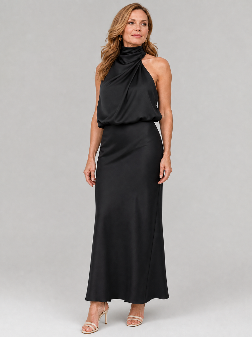 Women’s Draped Neck Midi Dress