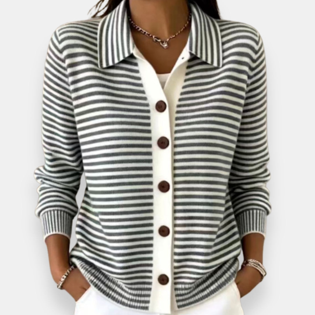 Women’s Striped Button-Front Cardigan