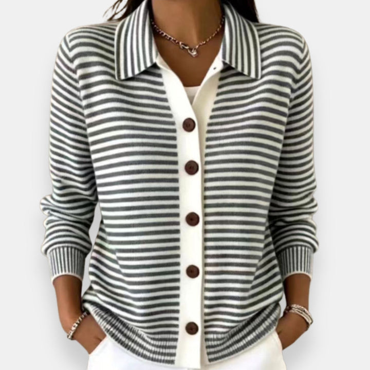 Women’s Striped Button-Front Cardigan