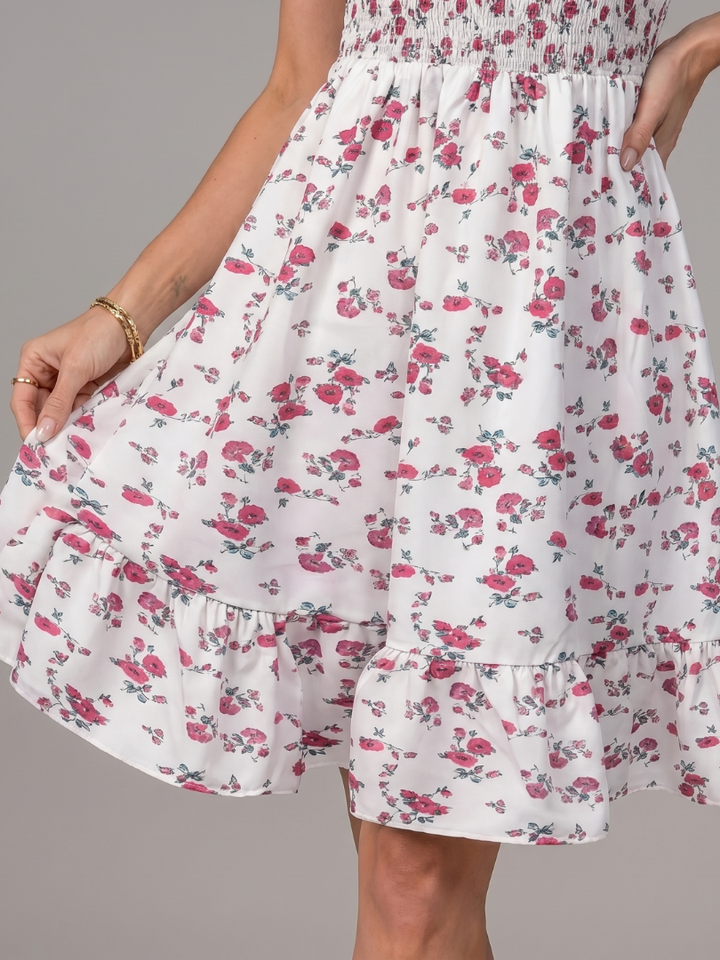 Women’s Spaghetti Strap Floral Print Knee-Length Dress