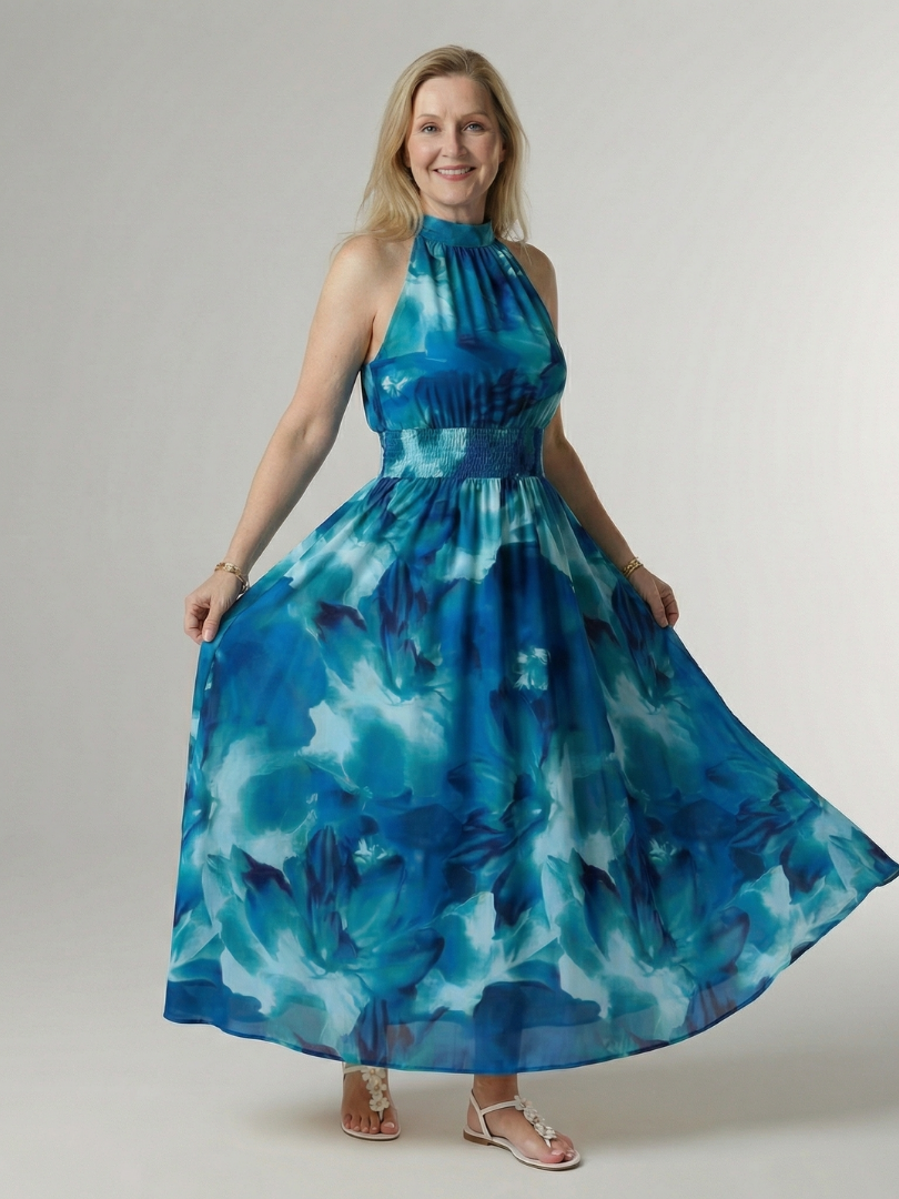 Women’s Gathered Halter Midi Dress