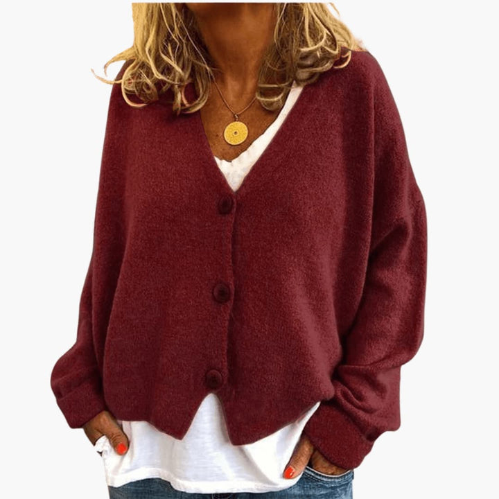 Women’s V Neck Button Front Knit Cardigan