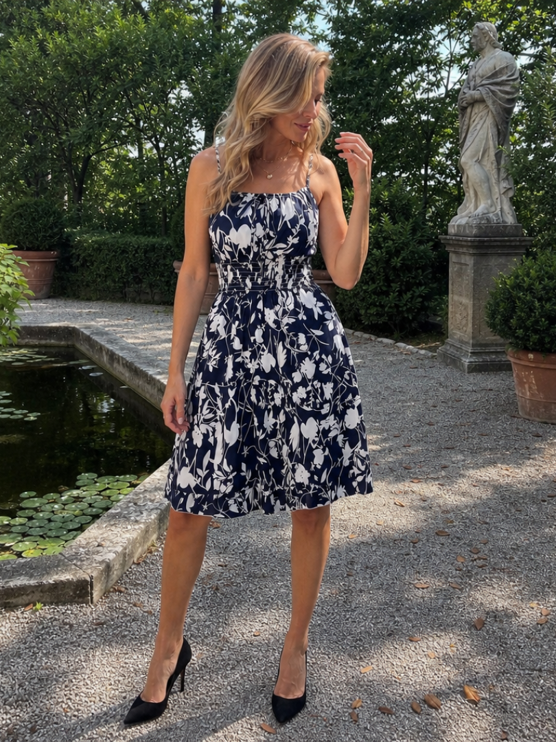 Women’s Sleeveless Abstract Print Knee Length Dress