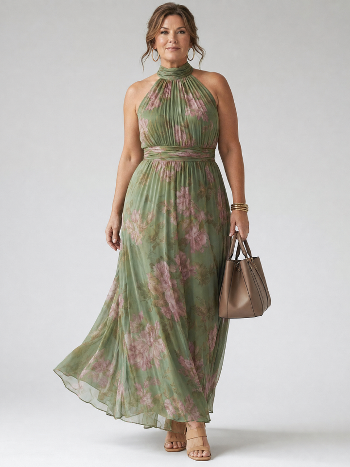 Women’s Gathered Halter Midi Dress
