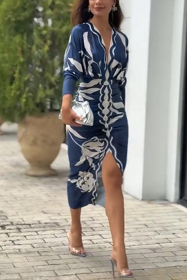 Women’s Printed Dolman Sleeve Midi Dress