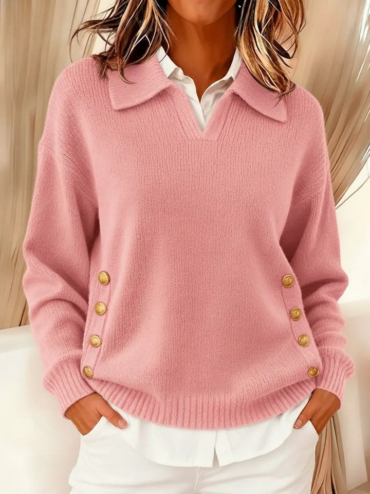 Women’s Collared V-Neck Long Sleeve Sweater