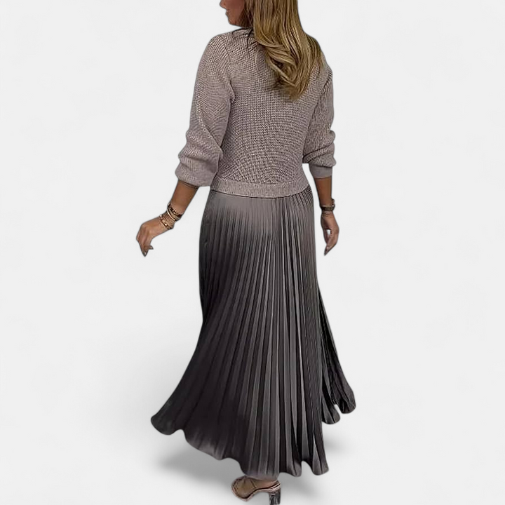 Women’s Two-Piece Sweater And Pleated Maxi Skirt Set