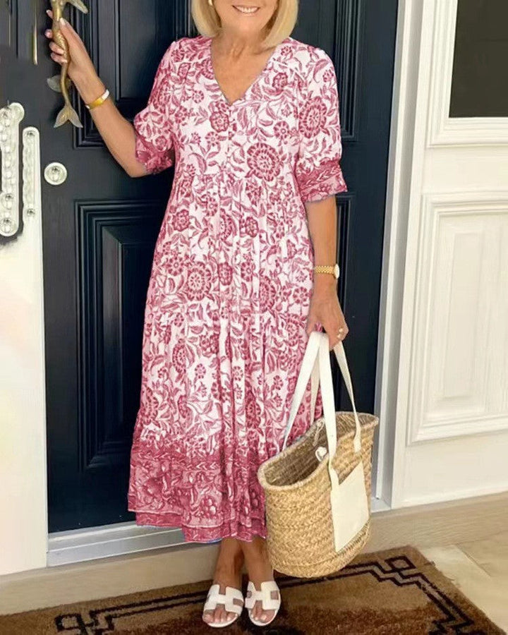 Women’s V-Neck Floral Print Dress