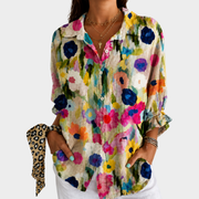 Women’s Watercolor Floral Print Blouse