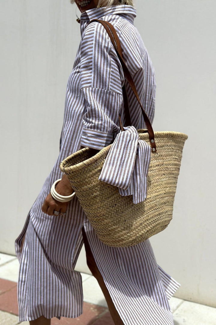 Women’s Striped Button-Down Shirt Dress