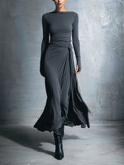 Women’s Side Knot Tie Waist Maxi Dress