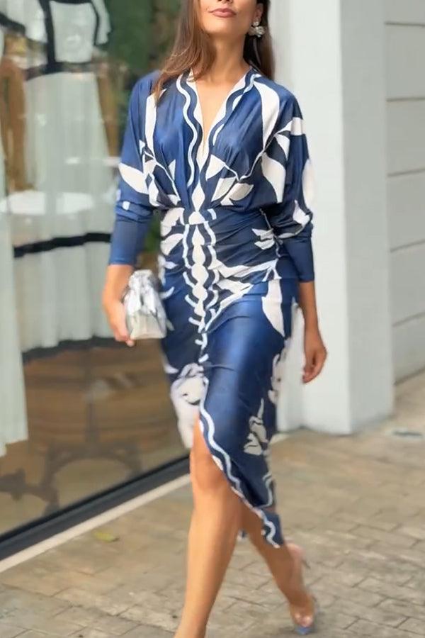 Women’s Printed Dolman Sleeve Midi Dress